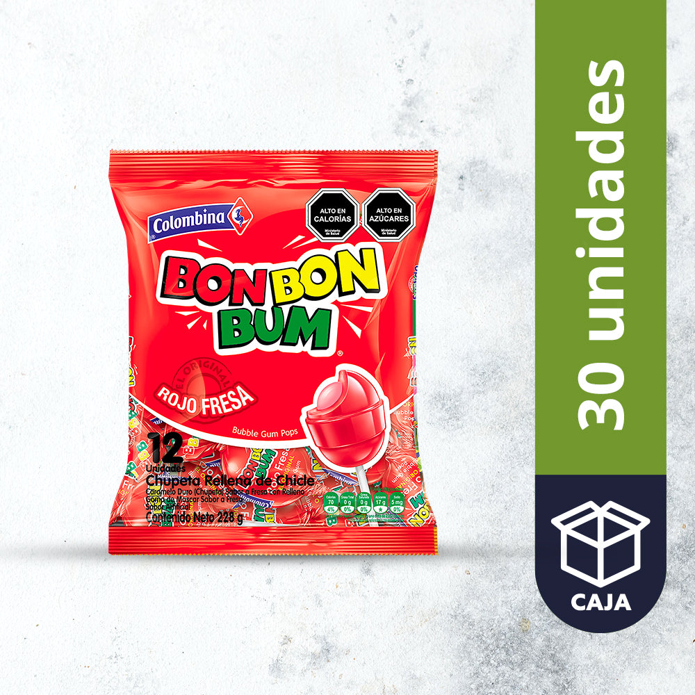 Chupete Colombina Bon Bon Bum Fresa 12 uds.