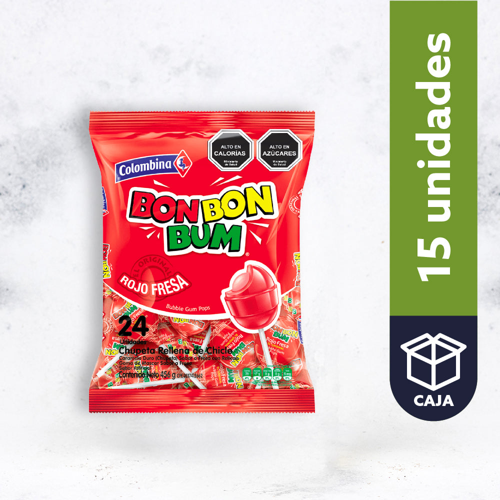 Chupete Colombina Bon Bon Bum Fresa 24 uds.