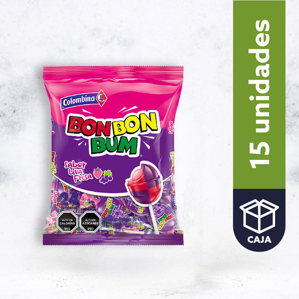 Chupete Colombina Bon Bon Bum Uva Fresa 24 uds. - Prosud Market