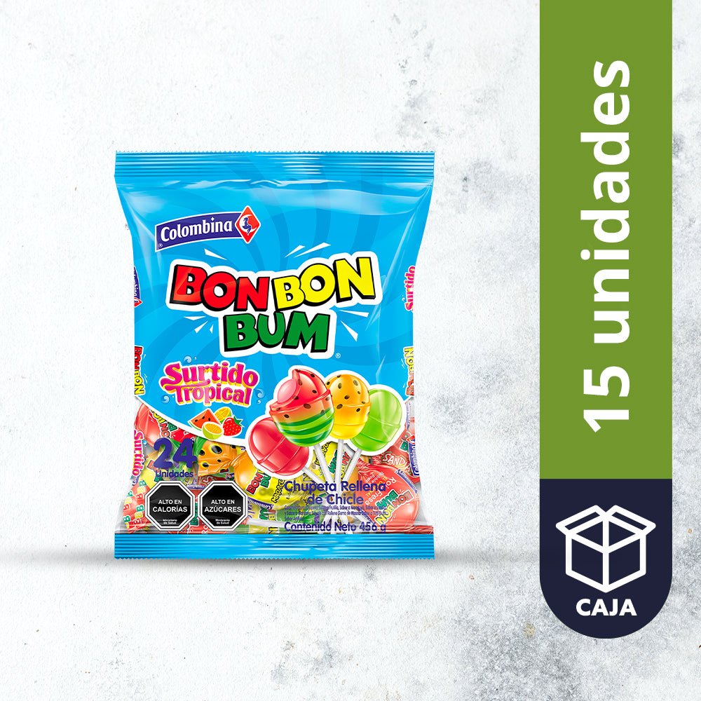 Chupete Colombina Bon Bon Bum Surtido Tropical 24 uds.