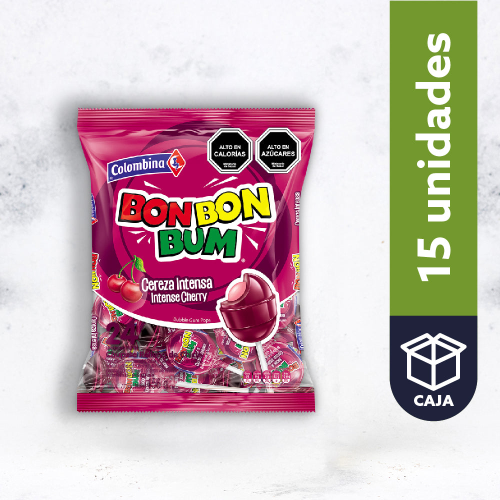 Chupete Colombina Bon Bon Bum Cereza 24 uds.